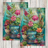 FARBBIGER CACTUS UND ERFOLGREICHE DEKOUTION SEIDENPAPIER