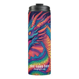 FARBBIGER DRAGON UND SKALEN THERMOSBECHER