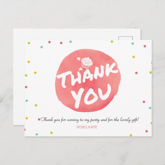 FARBBIGER KUPCAKE DANKE POSTKARTE (Vorne/Hinten)
