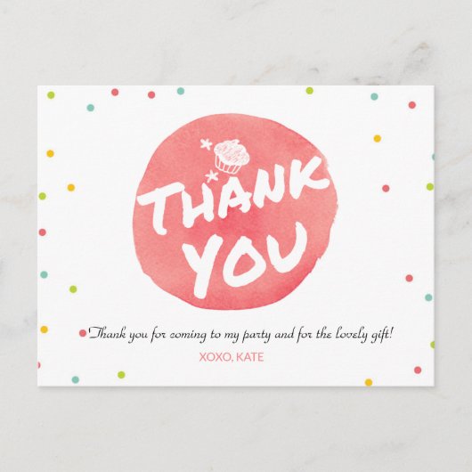FARBBIGER KUPCAKE DANKE POSTKARTE (Vorderseite)