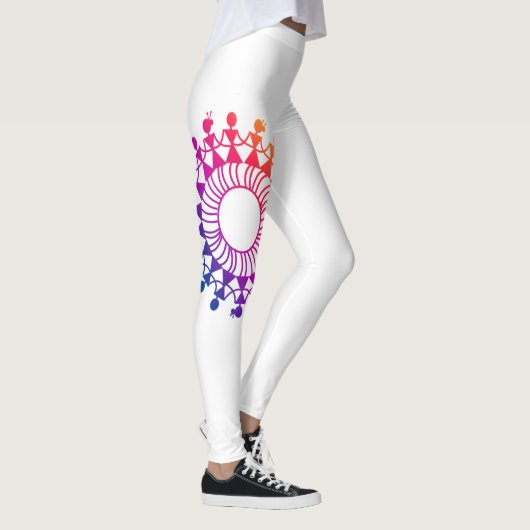 FARBBIGER WARLI ART DESIGN PATTER LEGGINGS (Rechts)