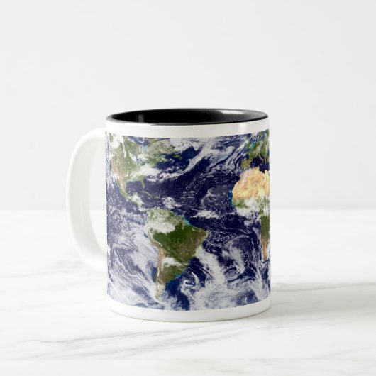 Farbbild der gesamten Erde Zweifarbige Tasse (Vorderseite Links)