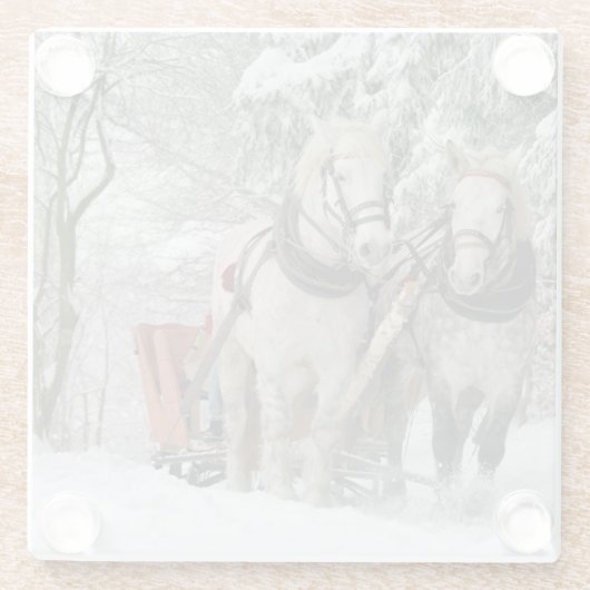 Farbbild des WinterSchlittenfahrens Glasuntersetzer (Rückseite)