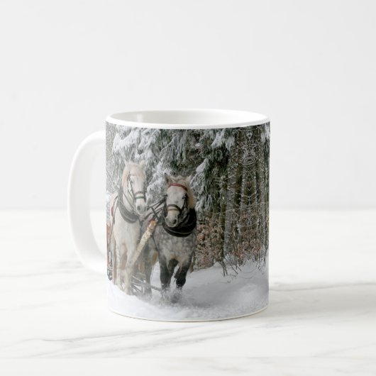 Farbbild des WinterSchlittenfahrens Kaffeetasse (Vorderseite Links)