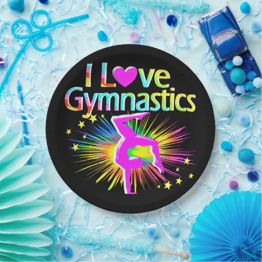 FARBBILD I LIEBE GYMNASTICS PAPIERTELLER (Party)