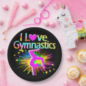 FARBBILD I LIEBE GYMNASTICS PAPIERTELLER (Party)
