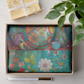 FARBBIRDS MIT BLUME IN VASE DECOUPAGE SEIDENPAPIER (Geschenk)