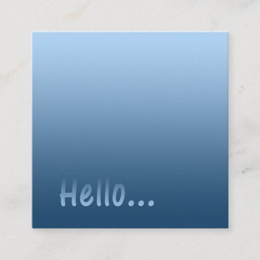 Farbblau der Steigungs-eine hallo mit Quadratische Visitenkarte (Vorderseite)