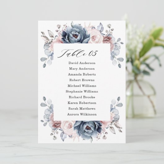 Farbblaue Mauve Rose Rosa Schiefertafel Einladung (Stehend Vorderseite)