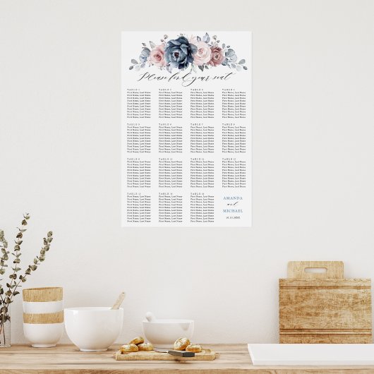 Farbblaue Mauve Rose Rosa Schiefertafel Poster (Küche)