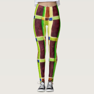Farbblock Abstrakt Art Green Brown Leggings
