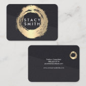 Farbblock aus Leder, goldfarbener Kreis Visitenkarte (Vorne/Hinten)