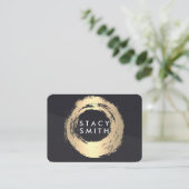 Farbblock aus Leder, goldfarbener Kreis Visitenkarte (Stehend Vorderseite)