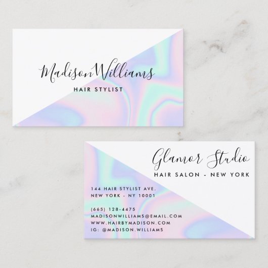 Farbblock aus Regenbogen einhornholografischer Haa Visitenkarte (Vorne/Hinten)