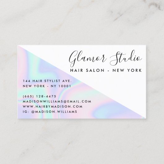 Farbblock aus Regenbogen einhornholografischer Haa Visitenkarte (Rückseite)