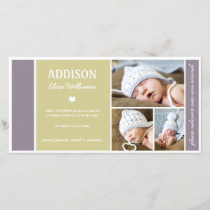 FARBBLOCK   BABY BIRTH-ANKÜNDIGUNG ANKÜNDIGUNG