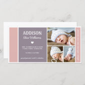 FARBBLOCK | BABY GIRL GEBURT ANKÜNDIGUNG (Vorne/Hinten)