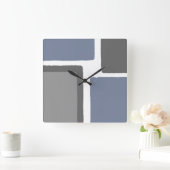 Farbblock Blau und Grau Minimalistisch Quadratische Wanduhr (Zuhause)