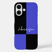 Farbblock Blau und Schwarz Personalisiert Case-Mate iPhone Hülle (Rückseite)