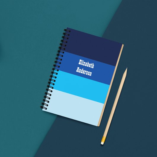 Farbblock Blauer horizontaler Streifen Notizblock