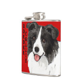 Farbblock Border Collie Flachmann (Links)