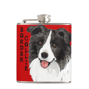 Farbblock Border Collie Flachmann