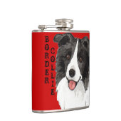 Farbblock Border Collie Flachmann (Rechts)