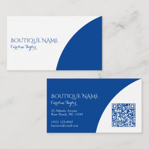 Farbblock Boutique Blau QR-Code Visitenkarte Begleitkarte