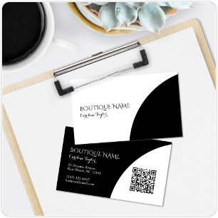 Farbblock Boutique Schwarz QR-Code Geschäftskarte Begleitkarte