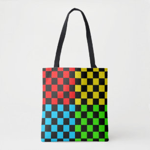 Farbblock-Checkerboard-Quadrate Art Totbeutel Tasche