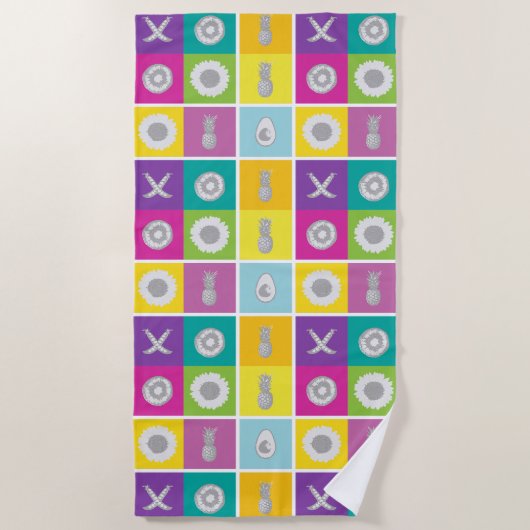 Farbblock Checkerboard Strandtuch (Vorderseite)