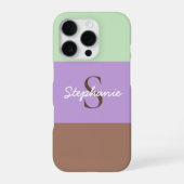 Farbblock Chic Taupe Lilac Green Mit Monogramm iPhone Hülle (Rückseite)