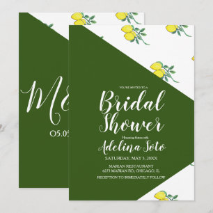 Farbblock Citrus-Limonen-Aquarell-Braut Hochzeitsd Einladung