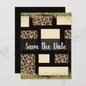 Farbblock Cream Ivory Black Leopard Cheetah Ankündigungspostkarte (Vorne/Hinten)
