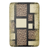 Farbblock Cream Ivory Black & Leopard Cheetah Badematte (Vorderseite Vertikal)
