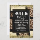 Farbblock Cream Ivory Black & Leopard Cheetah Einladung (Vorderseite)