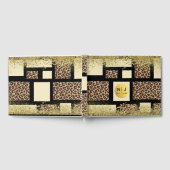 Farbblock Cream Ivory Black & Leopard Cheetah Gästebuch (Voll)