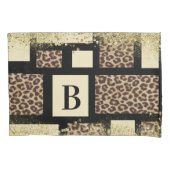 Farbblock Cream Ivory Black & Leopard Cheetah Kissenbezug (Vorderseite)