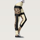 Farbblock Cream Ivory Black & Leopard Cheetah Leggings (Rechts)