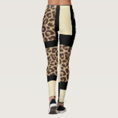 Farbblock Cream Ivory Black & Leopard Cheetah Leggings (Rückseite)