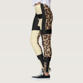 Farbblock Cream Ivory Black & Leopard Cheetah Leggings (Links)