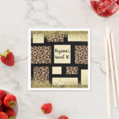 Farbblock Cream Ivory Black & Leopard Cheetah Serviette (Beispiel)