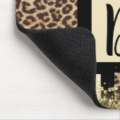 Farbblock Creme Elfenbein Schwarz & Leopard Gepard Mousepad (Ecke)