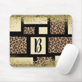 Farbblock Creme Elfenbein Schwarz & Leopard Gepard Mousepad (Mit Mouse)