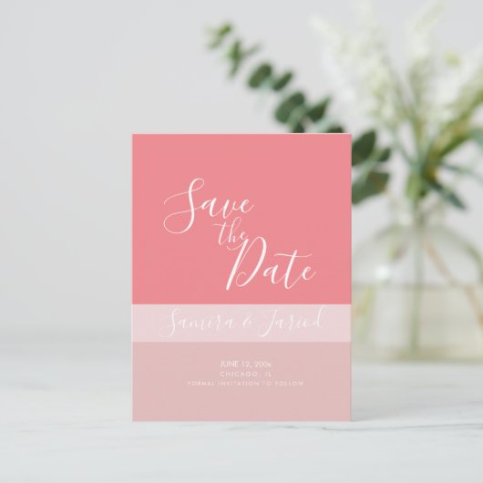 Farbblock Drei Zehenrosa Speichern der Daten Postkarte (Stehend Vorderseite)