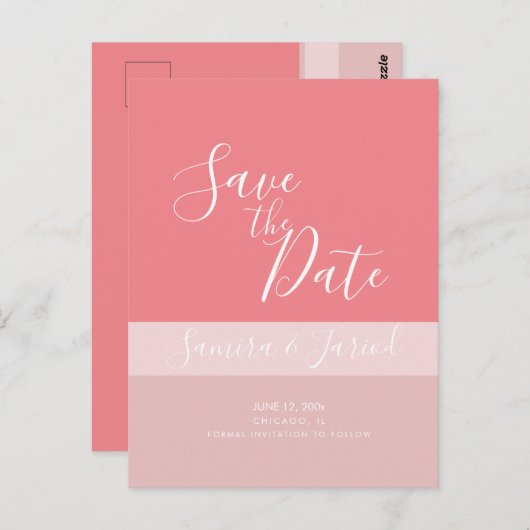 Farbblock Drei Zehenrosa Speichern der Daten Postkarte (Vorne/Hinten)