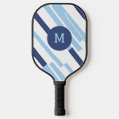Farbblock Dunkelblaues Monogramm Pickleball Schläger (Vorderseite)