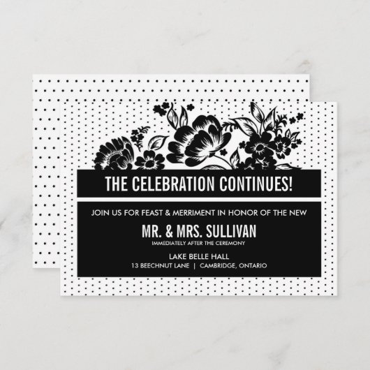 Farbblock-Empfang-Karte für Schwarz/Weiß-Mod Einladung (Vorne/Hinten)