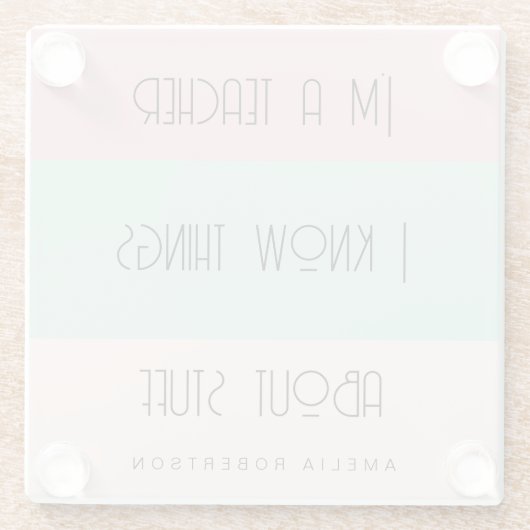 Farbblock für die lustige Lehrerin personalisiert Glasuntersetzer (Rückseite)