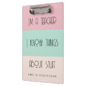 Farbblock für die lustige Lehrerin personalisiert Klemmbrett (Links)